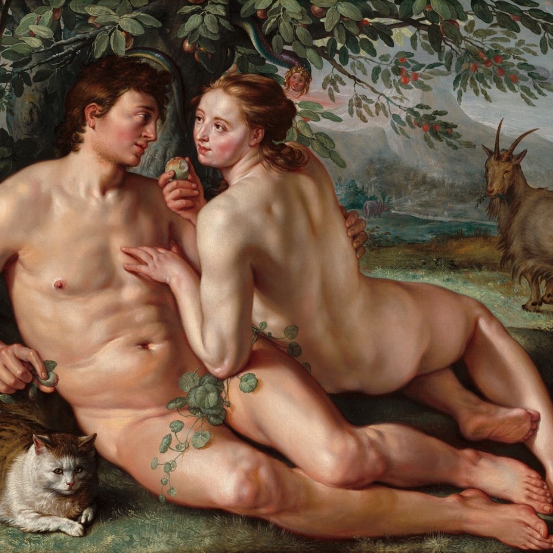 grzech Adama i Ewy obraz pod tytułem Upadek człowieka autorstwa Hendrika Goltziusa