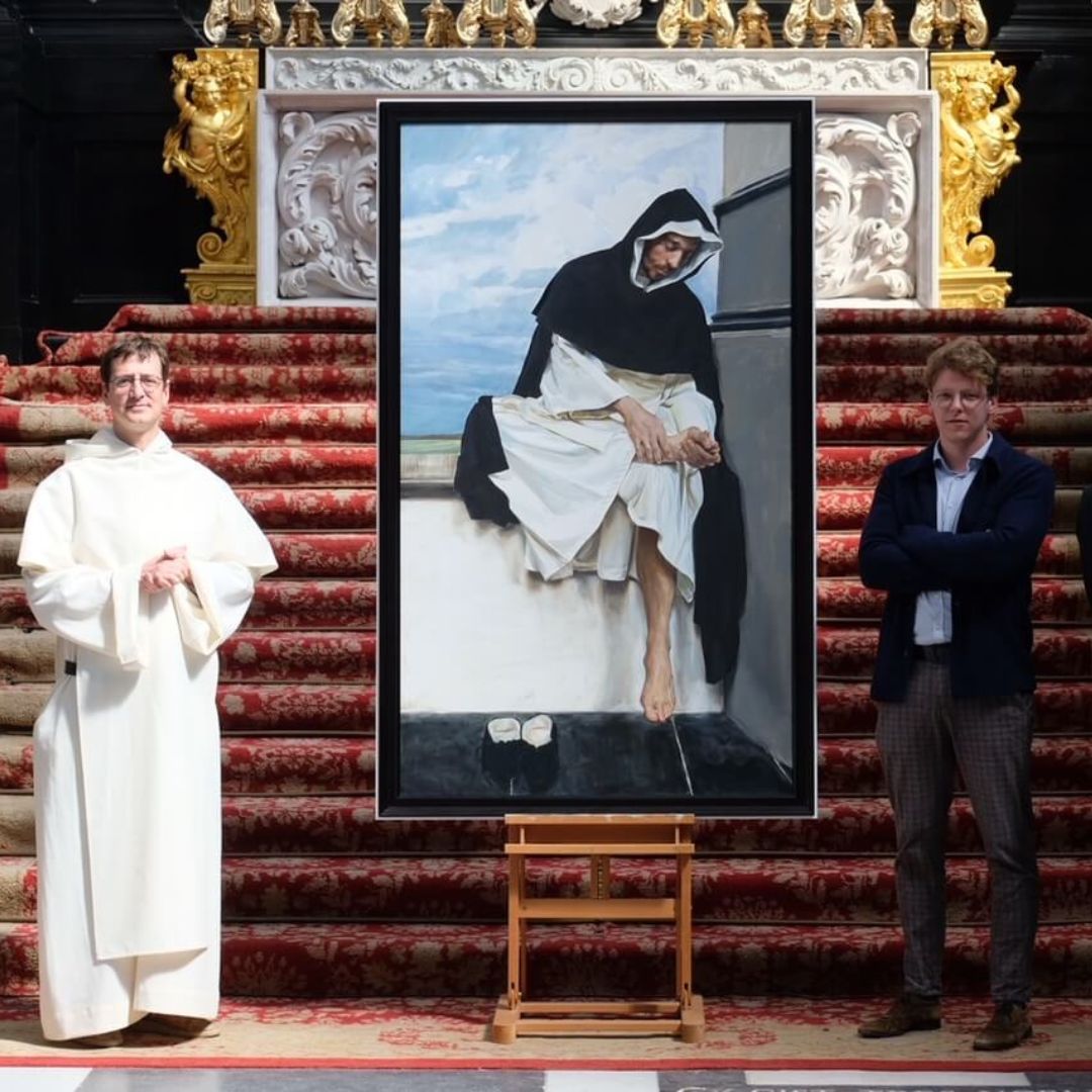 obraz Nowy Święty Dominik A new st Dominic odsłonięty w Antwerpii namalował go Egbert Modderman
